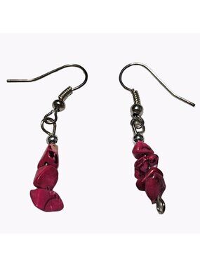 Retro Pink Gemstone Chunky Earrings Drop Dangle 80s 90s Fashion Jewelry Women